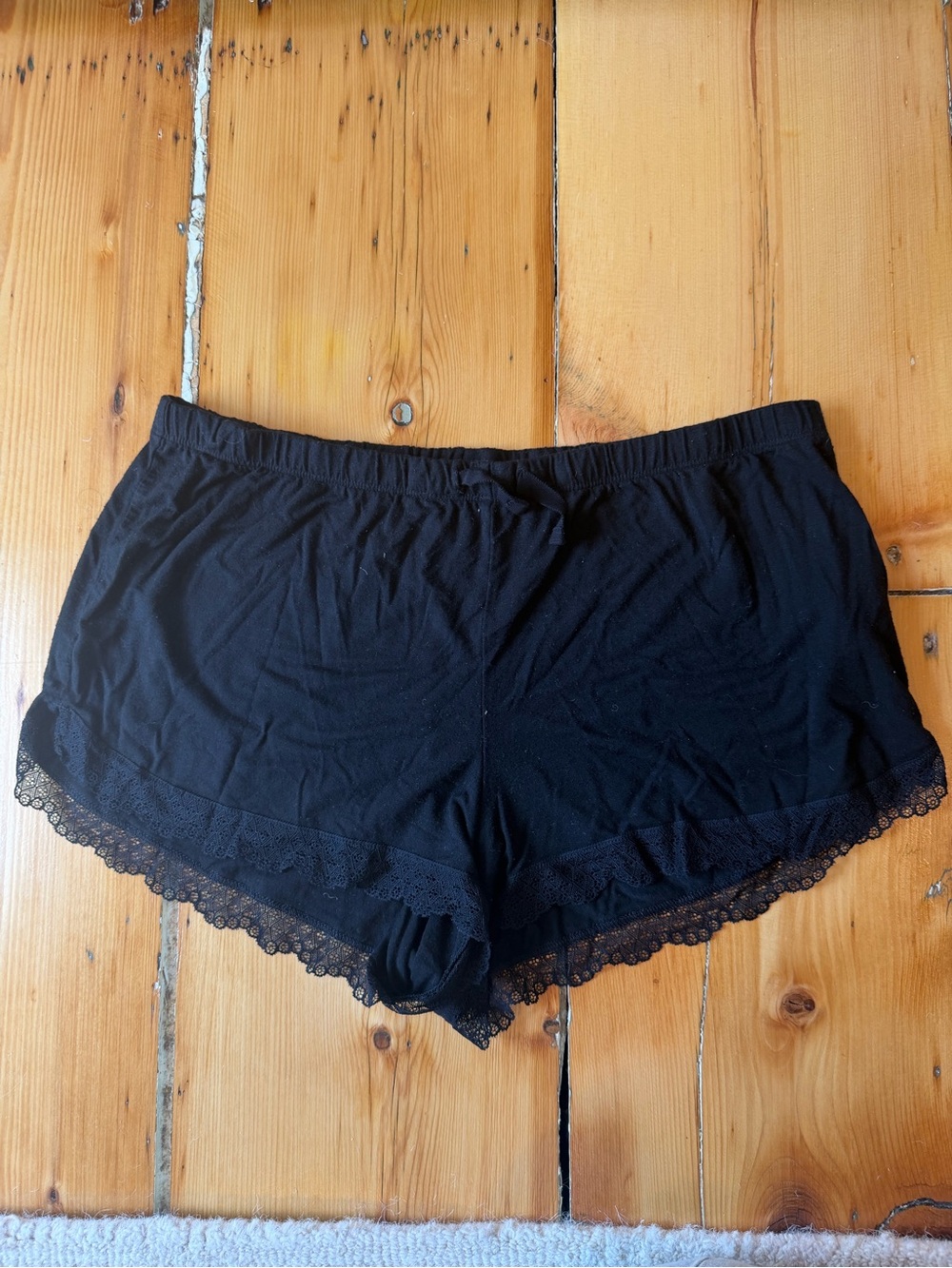 GAP Black Lace-Trim Soft Pajama Shorts